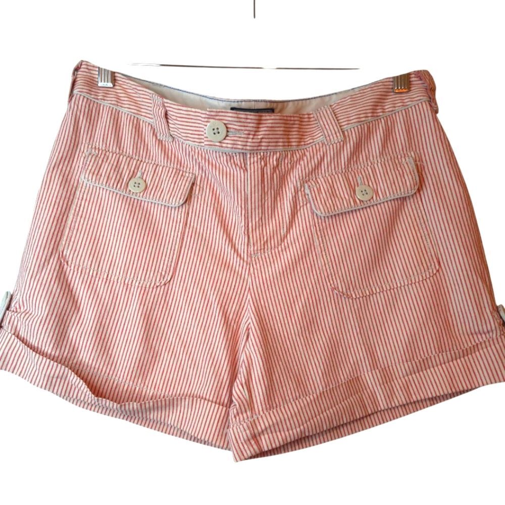 Polo Jeans Co. Ralph Lauren Retro Striped Red & White Shorts Size 8 Y2K Nautical